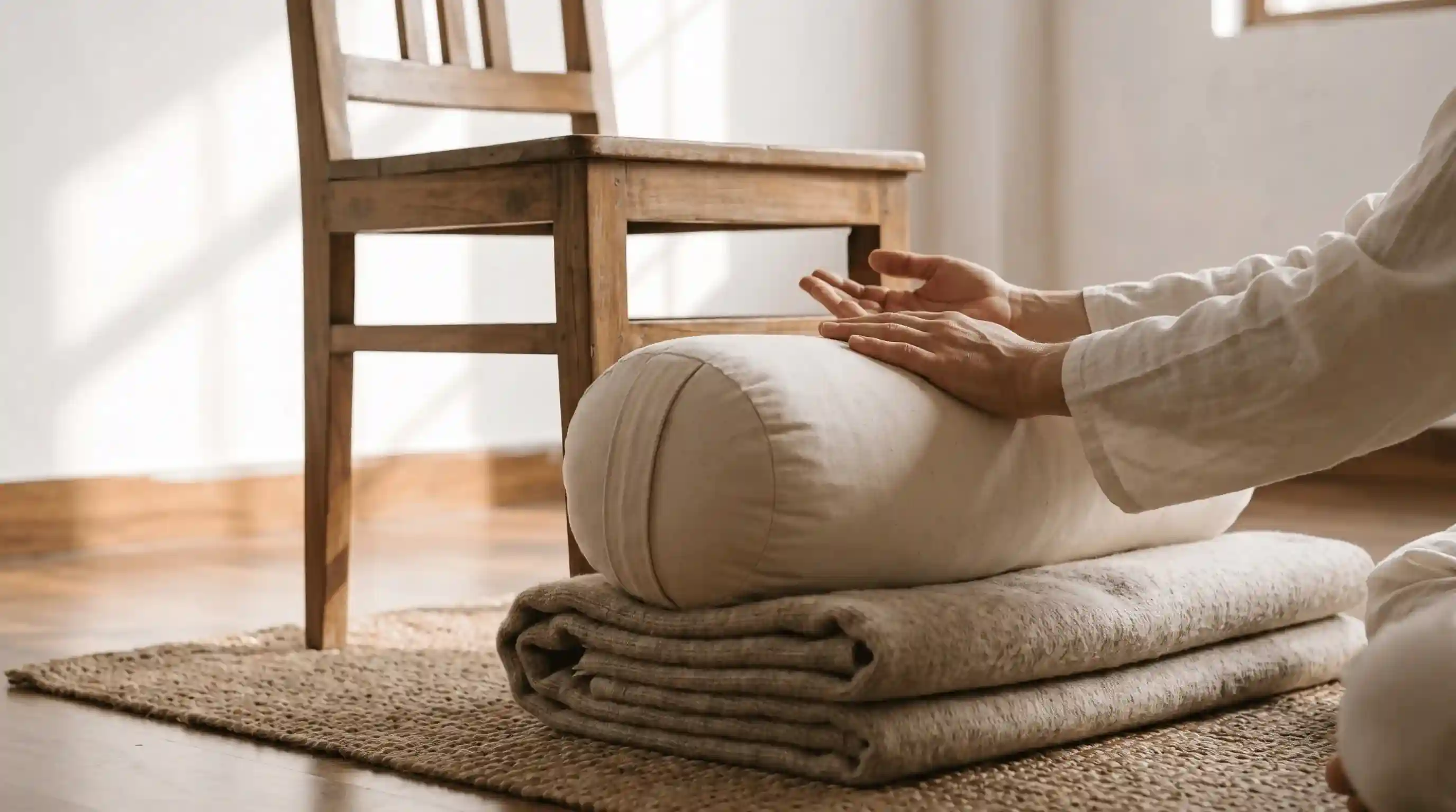 Yoga therapy props used for slow movement and posture awareness