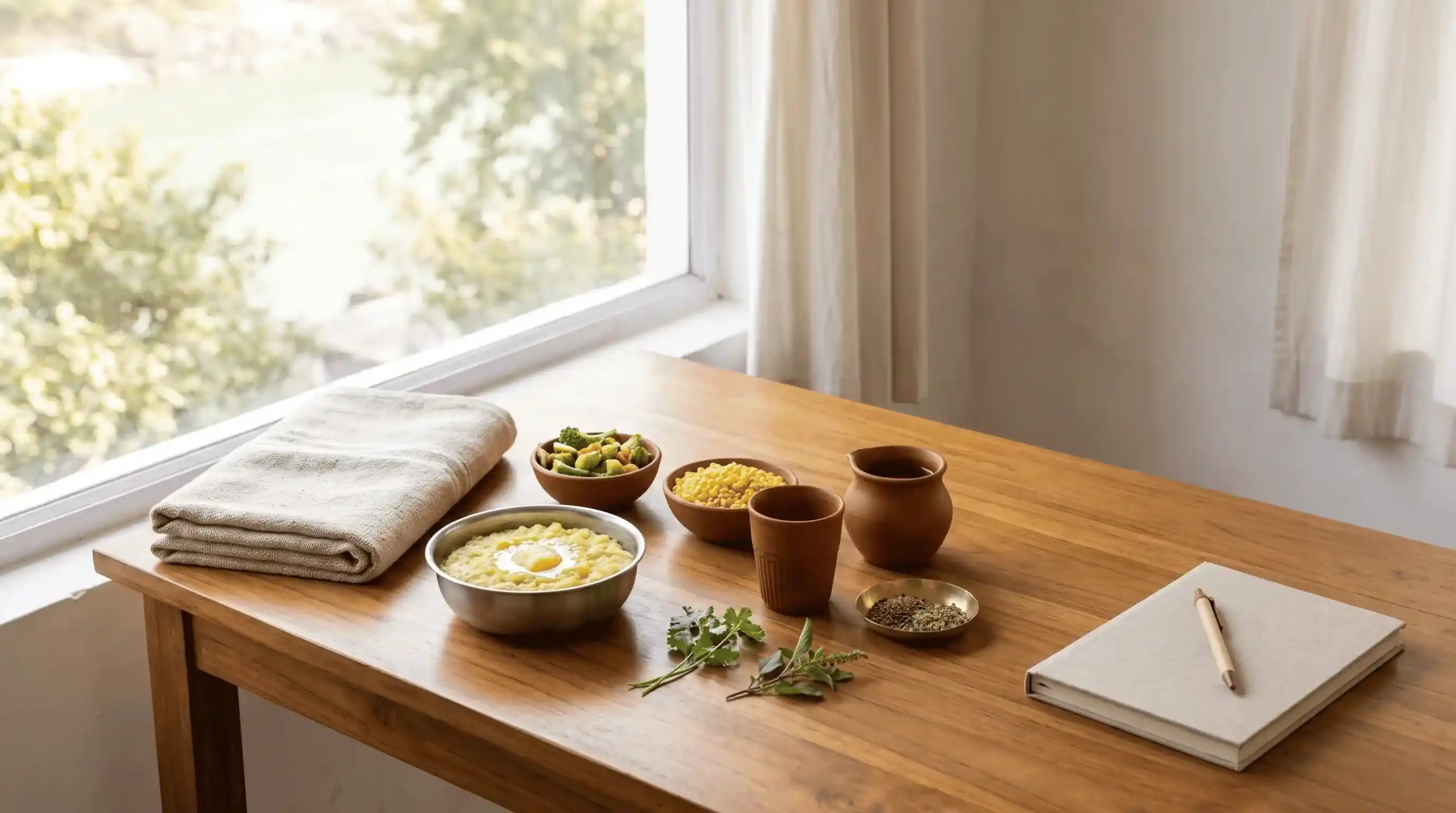 Simple sattvic routine for an Ayurveda-informed detox retreat in Rishikesh